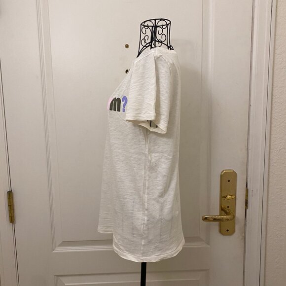 GUC J. Crew Women "ICE CREAM?" Graphic T-Shirt In Cream 100% Cotton Size Medium - Picture 3 of 6